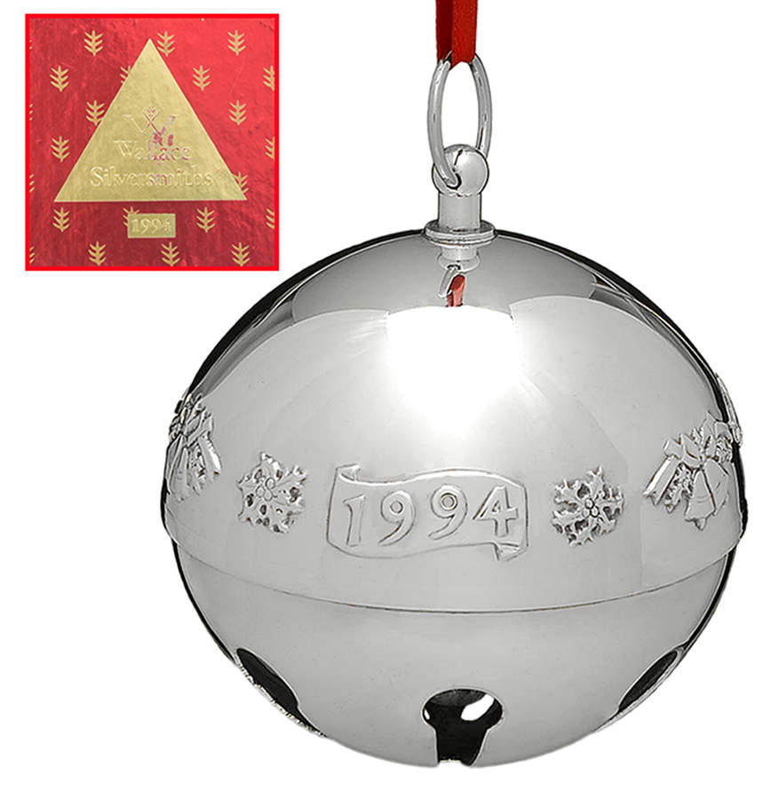 Sleigh Bell-Silverplate Ornament 1994 Festive Bells - Boxed by Wallace Silver-1