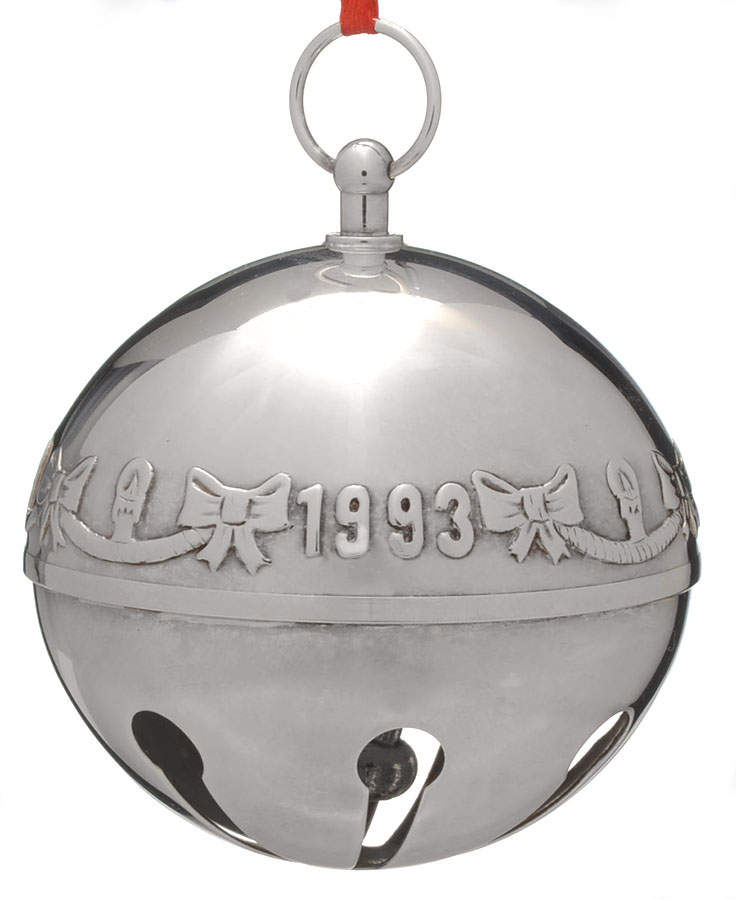 Sleigh Bell-Silverplate Ornament 1993 Ribbons & Candles - No Box by Wallace Silver-1