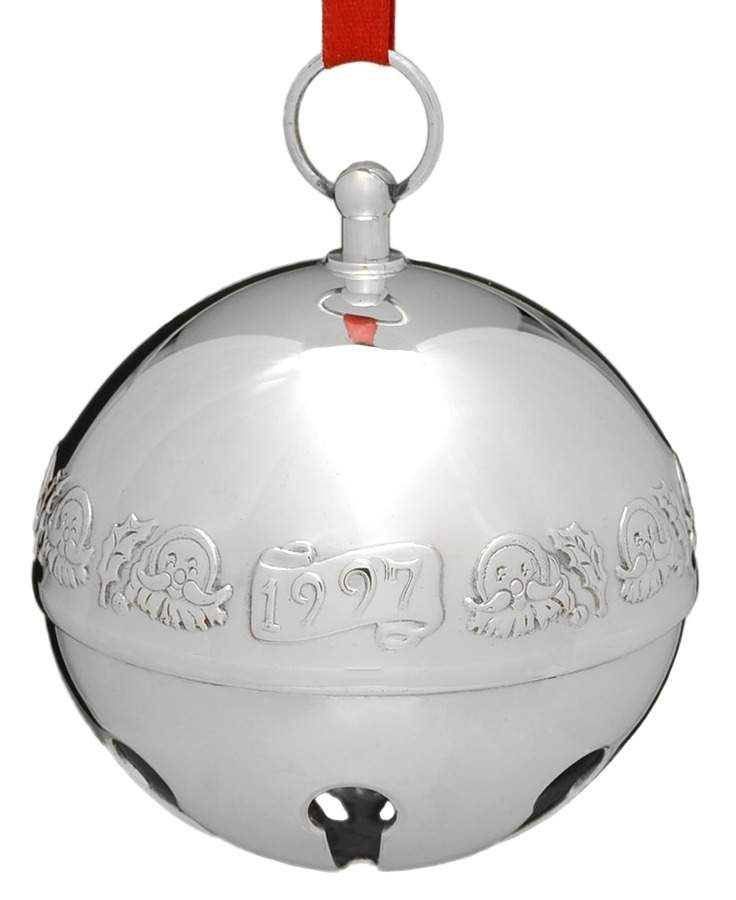 Sleigh Bell-Silverplate Ornament Holly And Santa - No Box by Wallace Silver-1