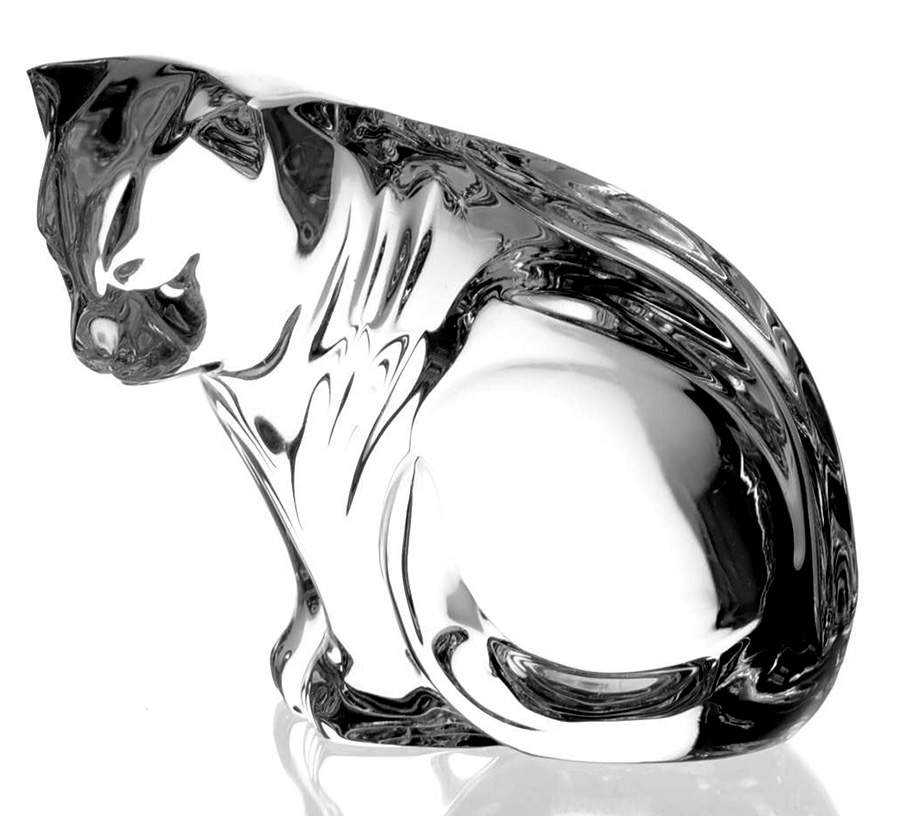 Waterford Crystal Figurine Cat Looking Down - Boxed by Waterford Crystal-1