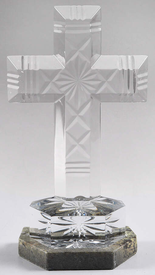 Waterford Crystal Figurine Ventry Cross W/Marble Base - Boxed by Waterford Crystal-1