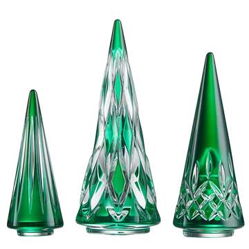 Waterford Crystal Figurine Set/3 Standing Trees- Green - No Box by Waterford Crystal-1