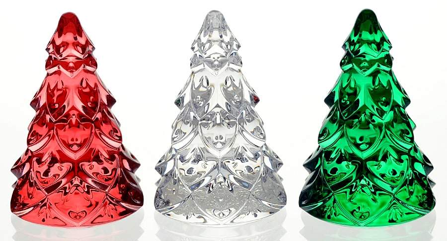 Waterford Crystal Figurine Mini Trees S/3 Green,Red,Clear - No Box by Waterford Crystal-1