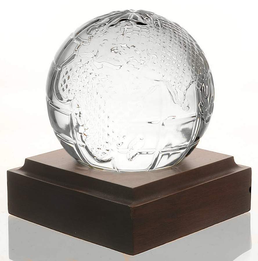 Waterford Crystal Paperweight Globe With Wooden Base - No Box by Waterford Crystal-1