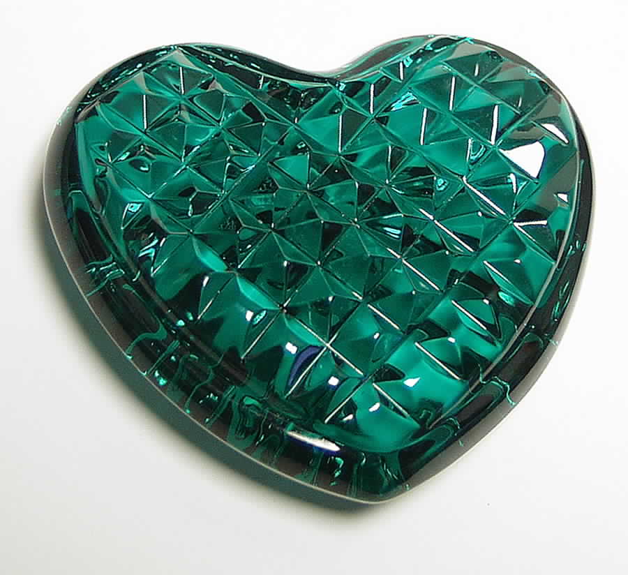 Waterford Crystal Paperweight Teal Heart-Hand Cooler - No Box by Waterford Crystal-1