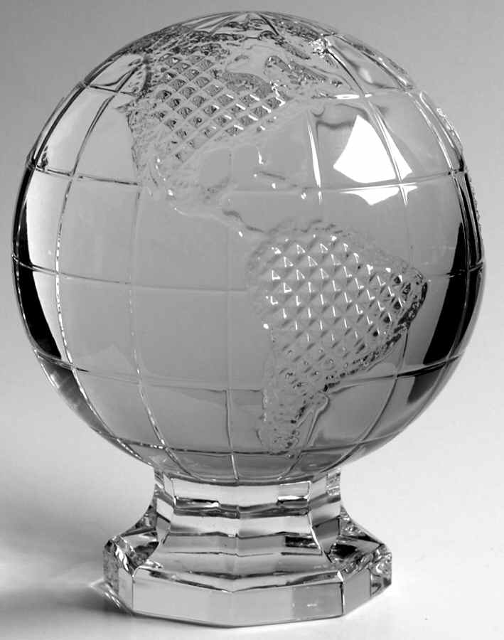 Waterford Crystal Paperweight World Globe With Attached Crystal Base - Boxed by Waterford Crystal-1