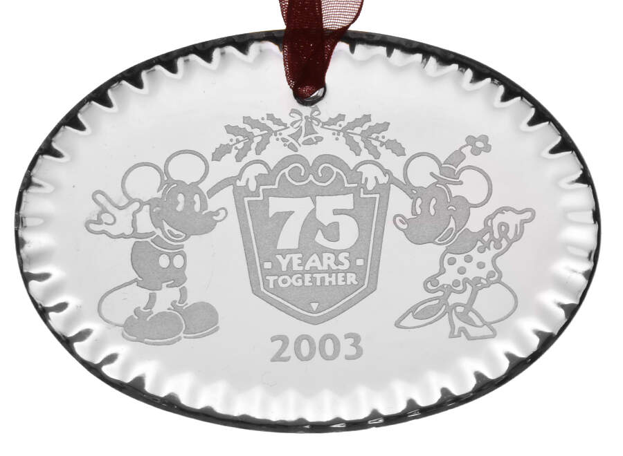 Waterford Christmas Ornament Mickey & Minnie 75th Anniversa - Boxed by Waterford Crystal-1