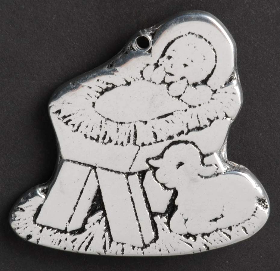 Wilton Armetale Christmas Ornament Jesus In Manager - No Box by Wilton Armetale-1
