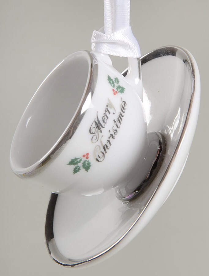 Wedgwood Christmas Ornament Sterling Cup & Saucer Ornament - Boxed by Wedgwood-1