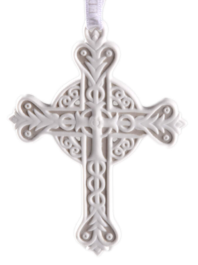 Wedgwood Christmas Ornament Figural Cross - Tan - No Box by Wedgwood-1