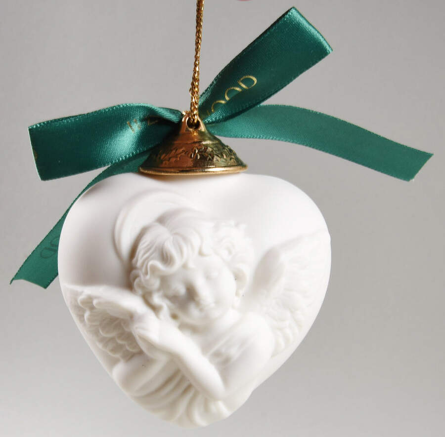 Wedgwood Christmas Ornament Puffed Heart With Cherub - Boxed by Wedgwood-1