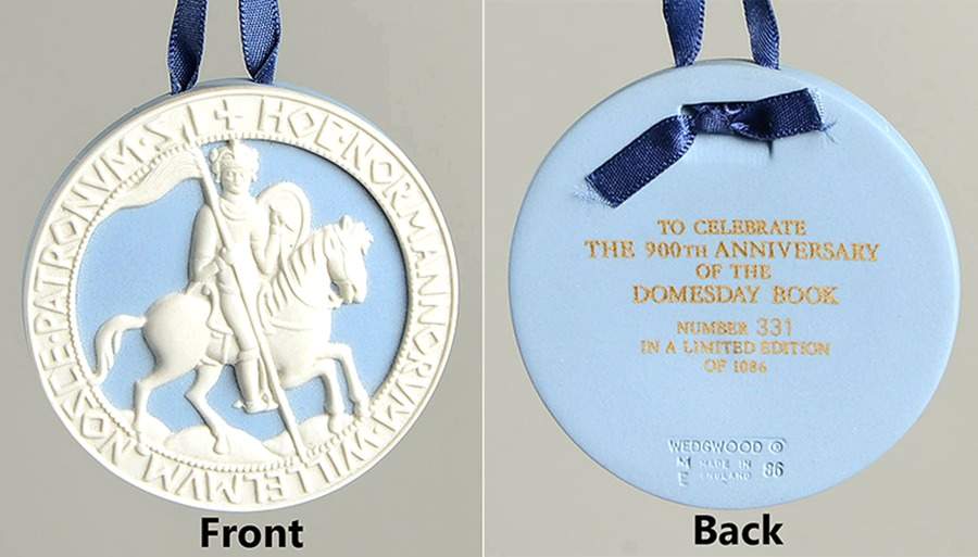 Wedgwood Christmas Ornament Domesday Book Anniversary Medallion - Boxed by Wedgwood-1