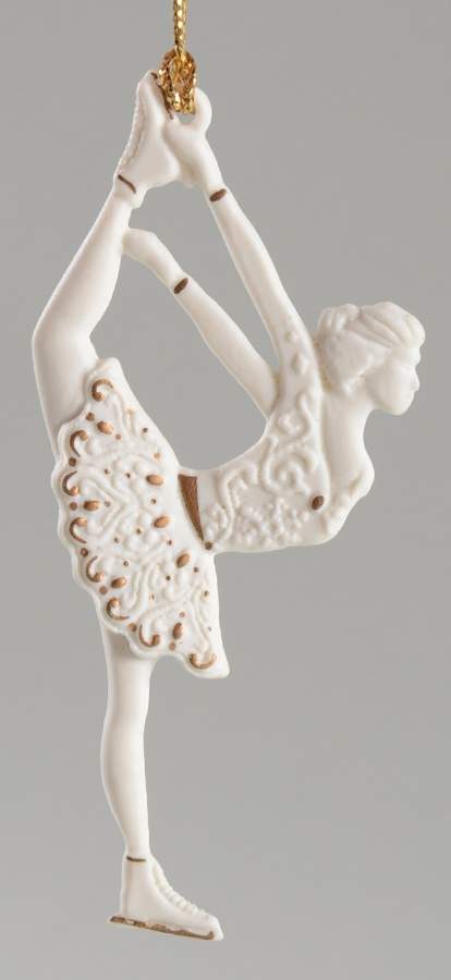 Wedgwood Christmas Ornament Ice Dancer/Skater-Gold Accent - Boxed by Wedgwood-1