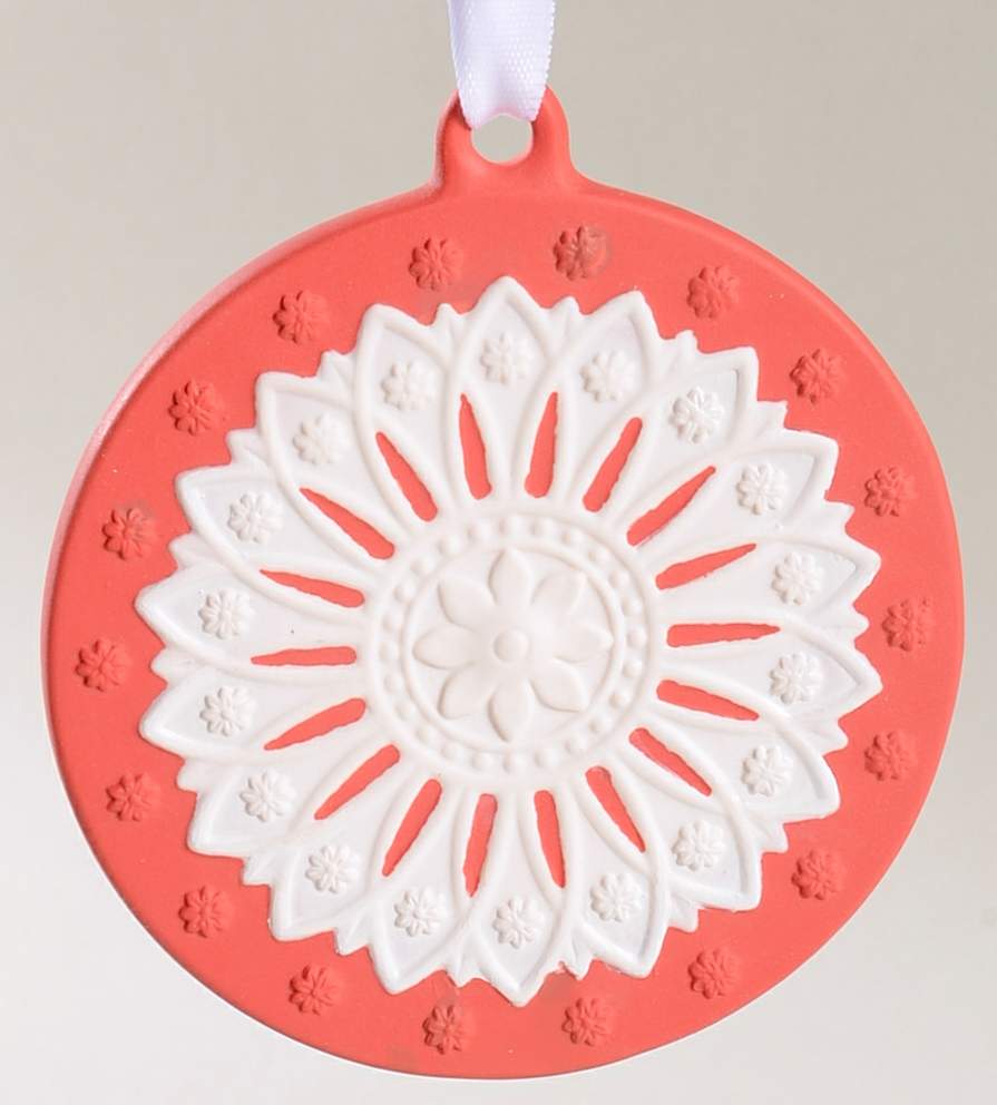 Wedgwood Christmas Ornament Neoclassical Disc Red - No Box by Wedgwood-1
