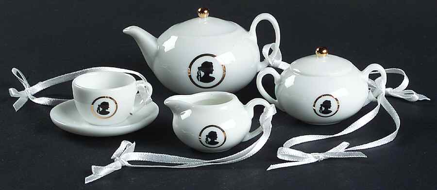 Wedgwood Christmas Ornament Cameo Teaset White-Set Of 4 - No Box by Wedgwood-1