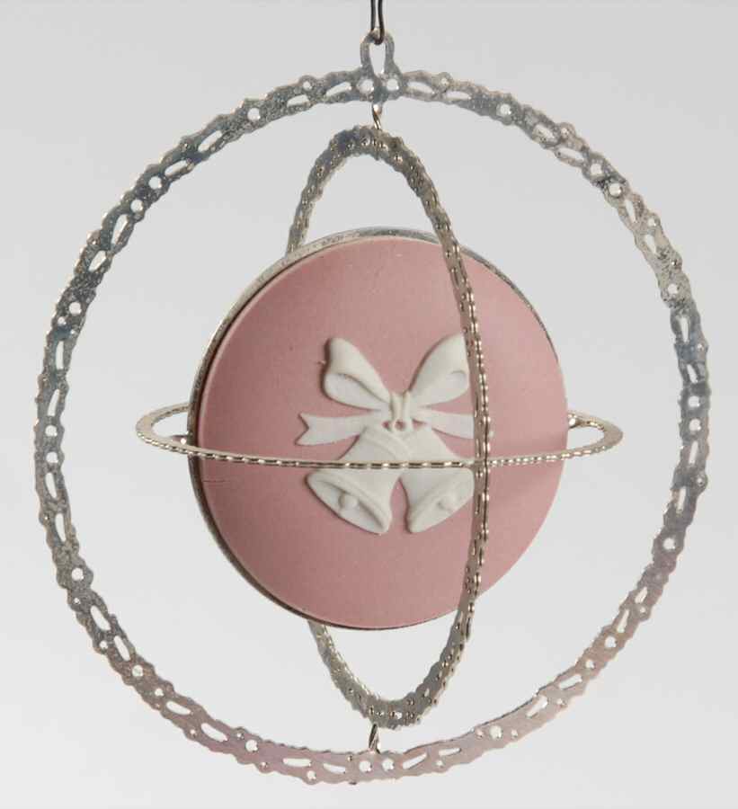Wedgwood Christmas Ornament Sphere-Cream Color On Pink - Boxed by Wedgwood-1