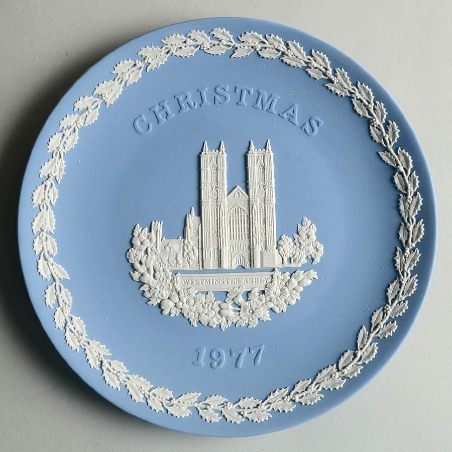 Jasperware Christmas Plate Westminister Abbey - Boxed by Wedgwood-1