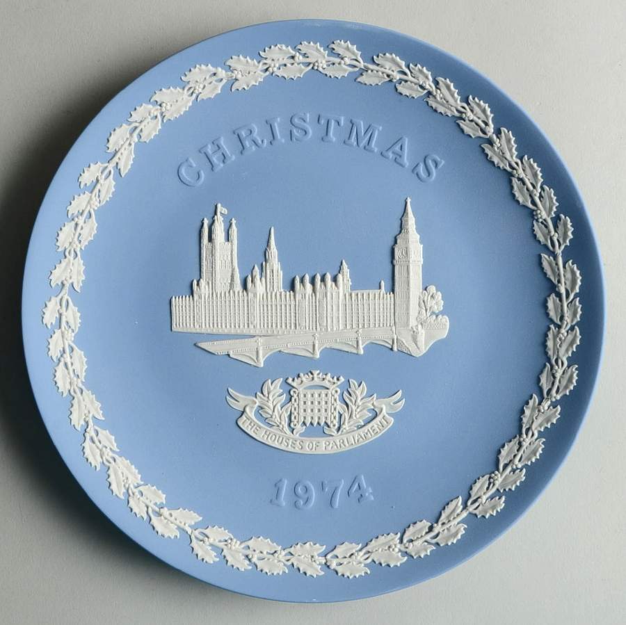 Jasperware Christmas Plate Houses Of Parliament - No Box by Wedgwood-1