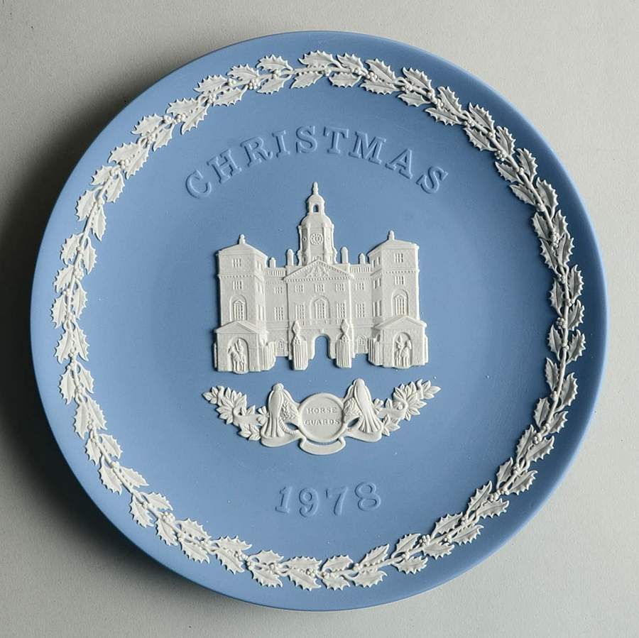 Jasperware Christmas Plate Horse Guards - Boxed by Wedgwood-1