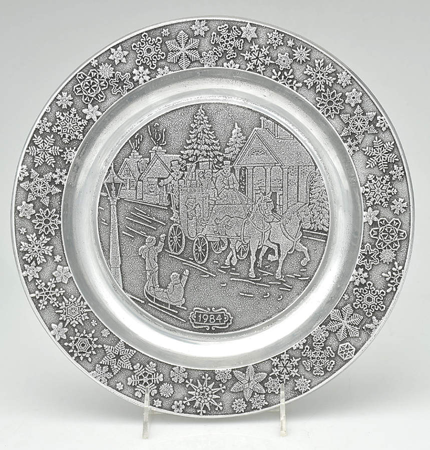 Wilton Armetale Christmas Plate Snowflakes/Horse&Buggy - No Box by Wilton Armetale-1