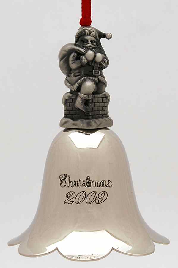 Santa Annual Bell 2009-Santa Bell - Boxed by Wallace Silver-1