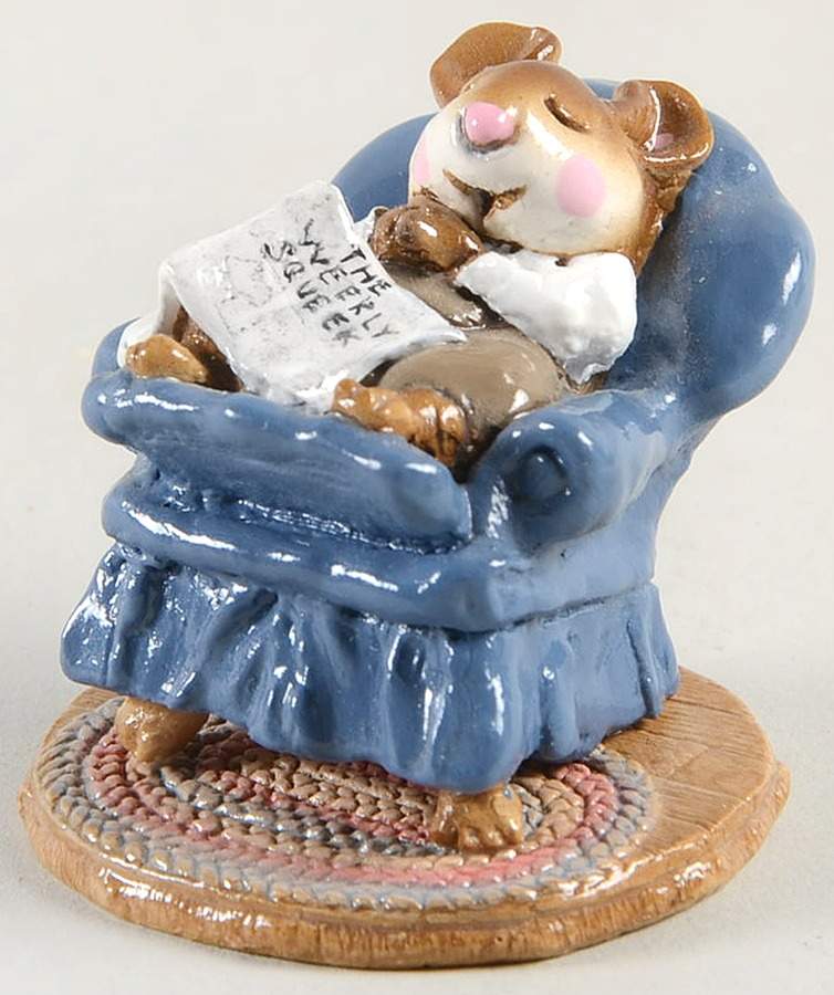 Mice Forty Winks - Blue Chair - Boxed by Wee Forest Folk-1