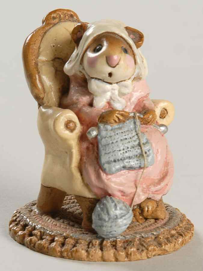 Mice Pearl Knit Mouse - Pink Dress - No Box by Wee Forest Folk-1