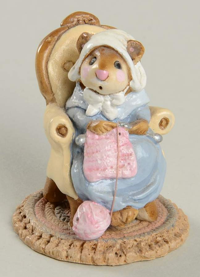 Mice Pearl Knit Mouse-Blue Dress - Boxed by Wee Forest Folk-1