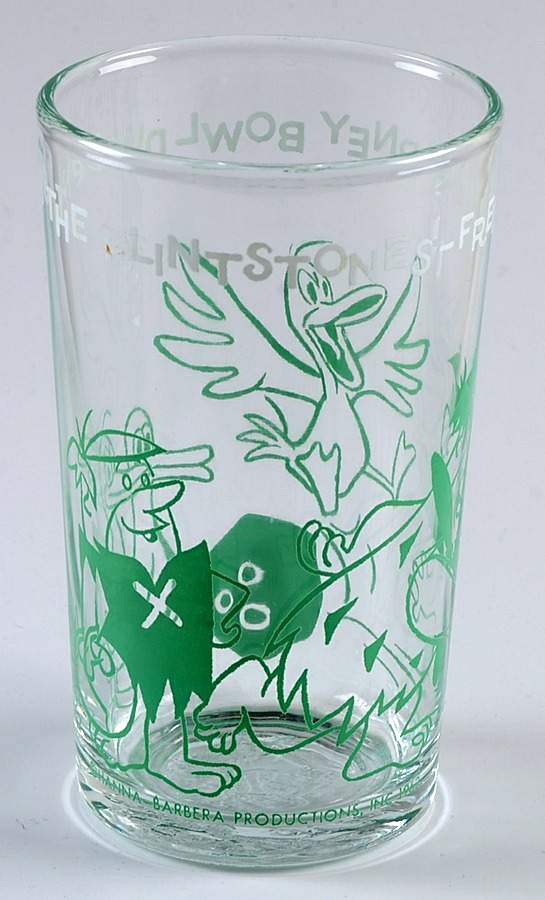 Flintstones Glasses 1962  Fred & Barney Bowl Duckpins - No Box by Welchs-1