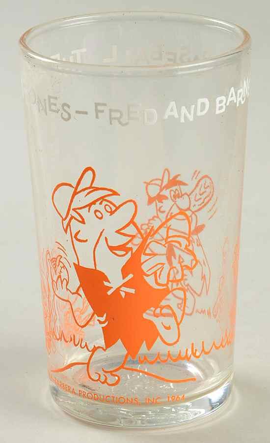 Flintstones Glasses 1964 Playing Baseball - No Box by Welchs-1