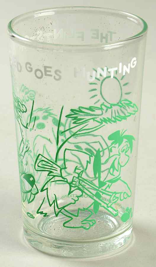 Flintstones Glasses 1964 Fred Goes Hunting - No Box by Welchs-1
