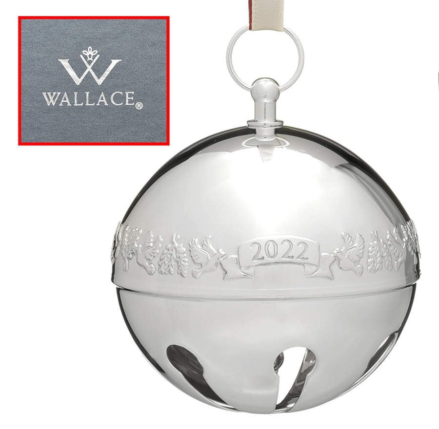 Sleigh Bell-Sterling Ornament 2022 Doves And Holly 2 3/4 Ht - Boxed by Wallace Silver-1