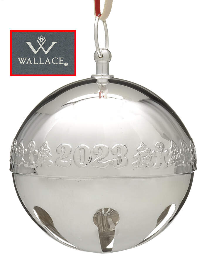 Sleigh Bell-Sterling Ornament 2023 -Gingerbread Man & Tree - No Box by Wallace Silver-1