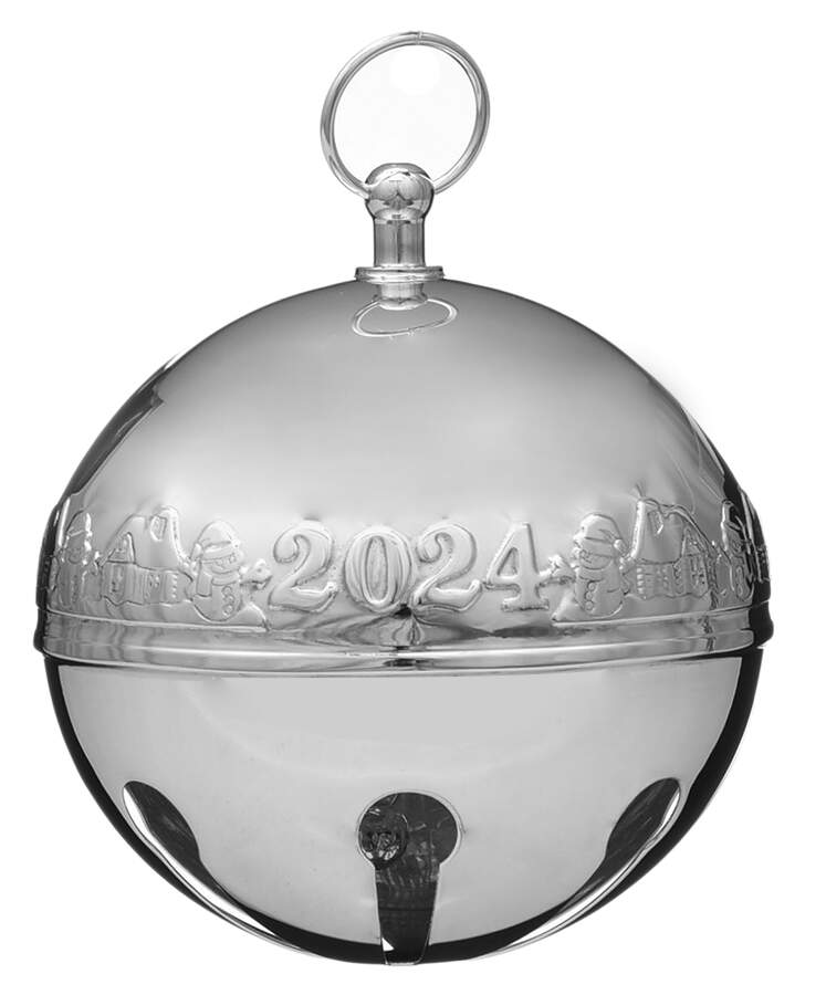 Sleigh Bell-Sterling Ornament 2024-Log Cabin & Snowman - Boxed by Wallace Silver-1