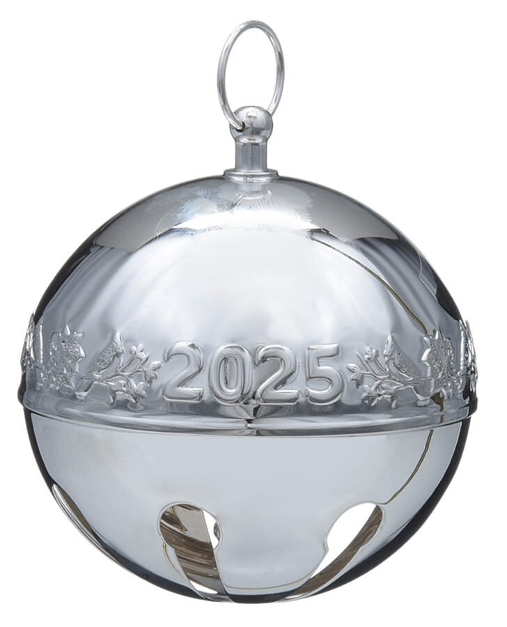Sleigh Bell-Sterling Ornament 2025-Cardinals & Poinsettias - Boxed by Wallace Silver-1