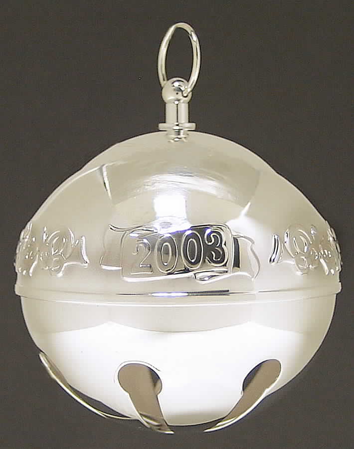 Sleigh Bell-Sterling Ornament 2003 French Horn & Holly Candle - Boxed by Wallace Silver-1