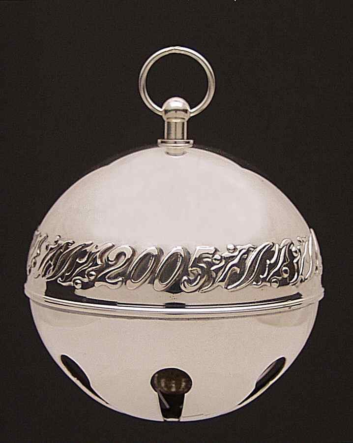 Sleigh Bell-Sterling Ornament 2005 Holly And Ribbon - Boxed by Wallace Silver-1