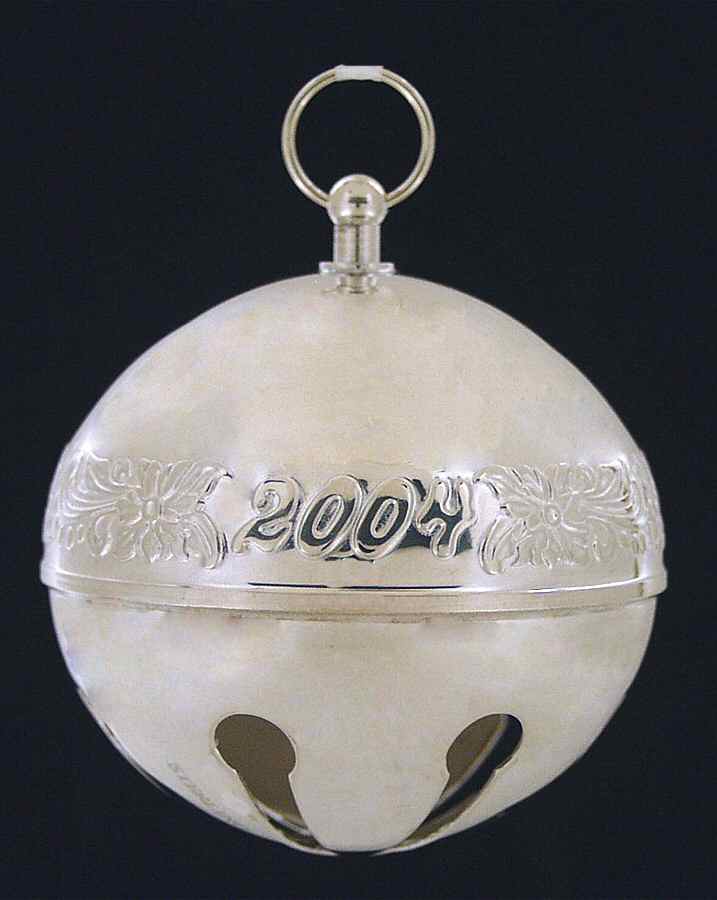 Sleigh Bell-Sterling Ornament 2004 Poinsettias - Boxed by Wallace Silver-1