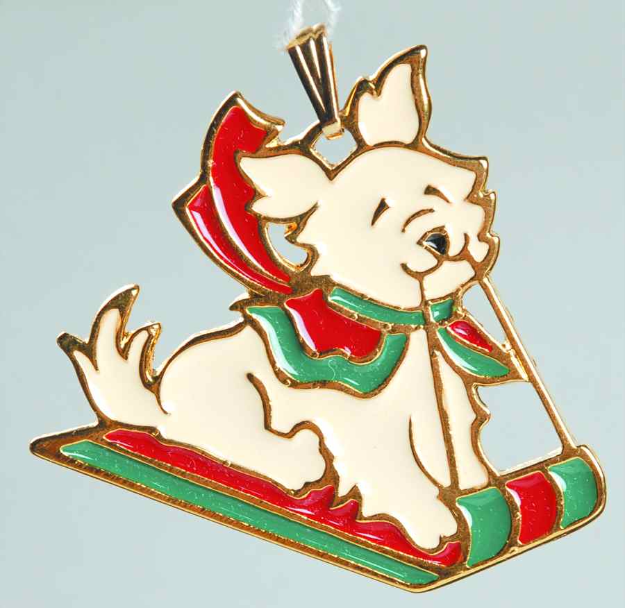 Christmas Cookie Puppy On Taboggon - Boxed by Wallace Silver-1