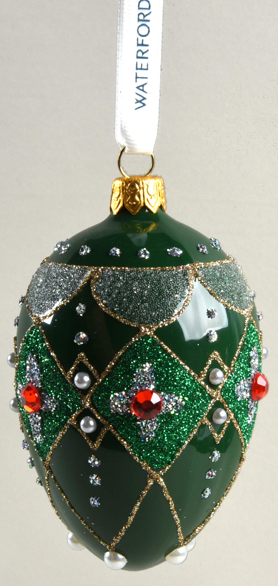 Holiday Heirloom Red, Green, Gold Green And Red Oval Bauble - Boxed by Waterford Crystal-1