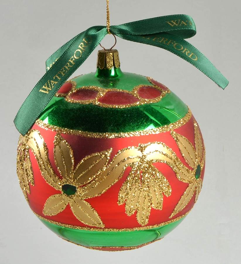 Holiday Heirloom Red, Green, Gold Ashling Ball-Small - Boxed by Waterford Crystal-1