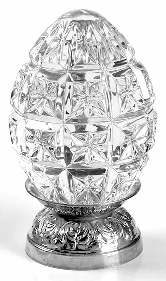 Annual Egg (Sterling or Silverplate Base) 2001-Crystal Egg With Base - Boxed by Waterford Crystal-1