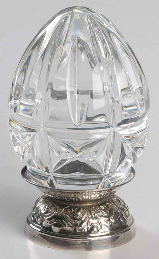 Annual Egg (Sterling or Silverplate Base) 2000-Crystal Egg With Base - No Box by Waterford Crystal-1