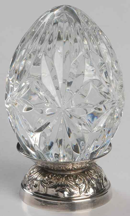Annual Egg (Sterling or Silverplate Base) 1995-Crystal Egg With Base - Boxed by Waterford Crystal-1