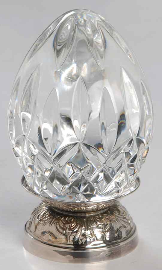 Annual Egg (Sterling or Silverplate Base) 1993-Crystal Egg With Base - Boxed by Waterford Crystal-1