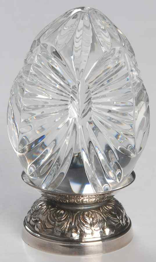 Annual Egg (Sterling or Silverplate Base) 1996-Crystal Egg With Base - Boxed by Waterford Crystal-1