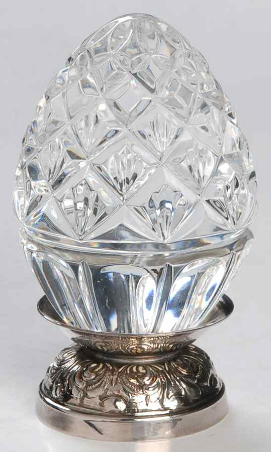 Annual Egg (Sterling or Silverplate Base) 1998-Crystal Egg With Base - Boxed by Waterford Crystal-1