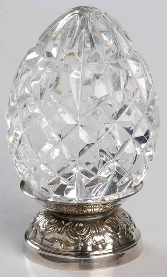 Annual Egg (Sterling or Silverplate Base) 1992-Crystal Egg With Base - Boxed by Waterford Crystal-1