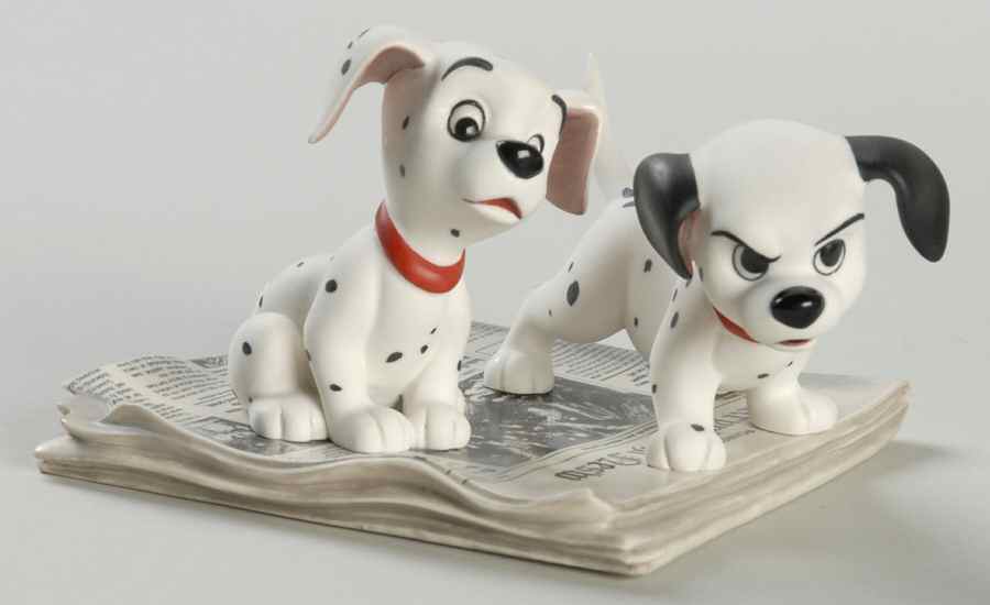 101 Dalmatians Go Get Him Thunder-2 Puppies/Newspaper - With Box by Walt Disney Classics-1
