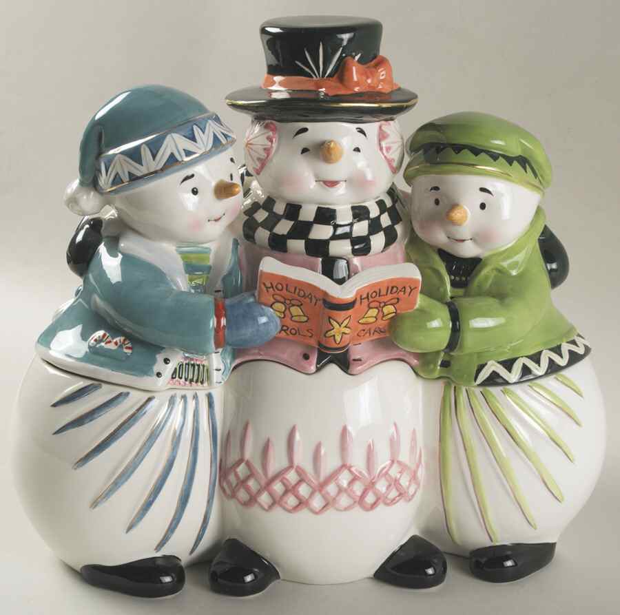 Holiday Heirloom Cookie Jars Snowy Village Trio-Musical - Boxed by Waterford China-1